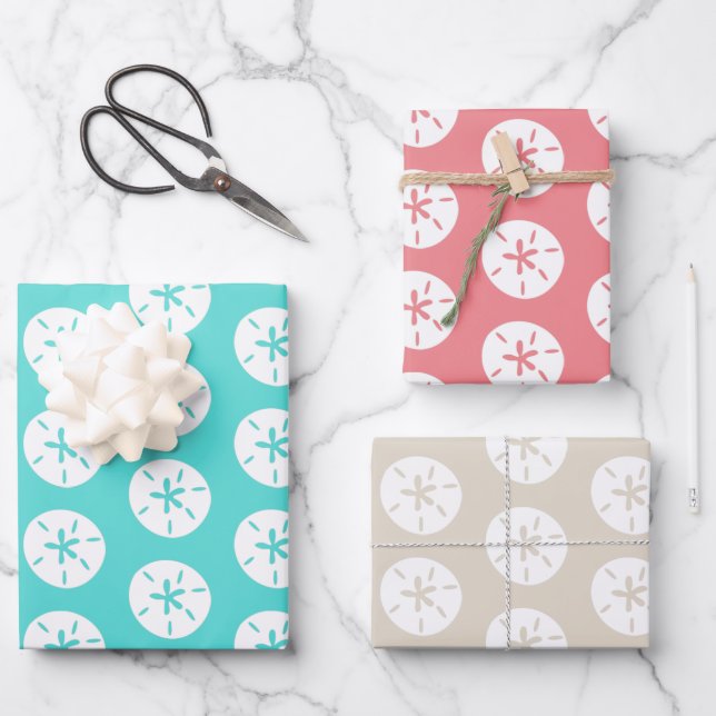Beach Sand Dollar Pattern Custom Colours   Wrapping Paper Sheet (Front)