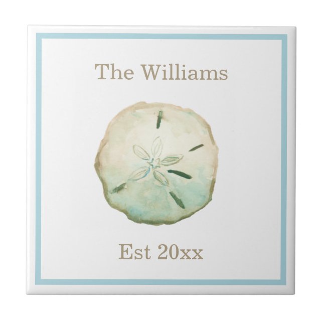 Beach Sand Dollar Wedding Anniversary Tile (Front)