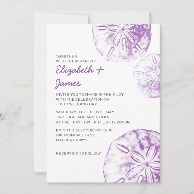Beach Sand Dollar Wedding Invitations (Front)