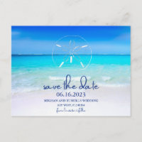 Beach Sand Dollar Wedding Save the Date Postcard