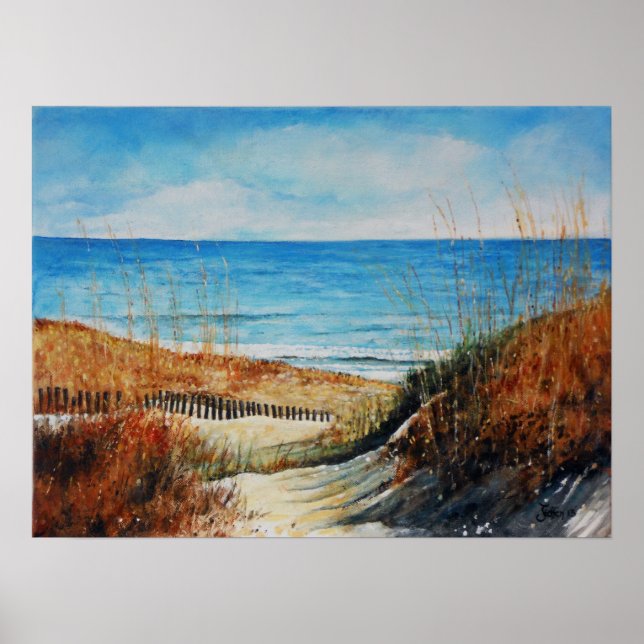 Beach Sand Dunes and Ocean Painting | Poster (Front)