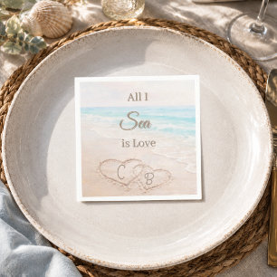 Beach sand dunes hearts Bridal Shower Napkin
