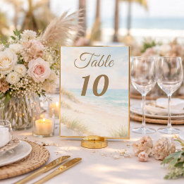 Beach sand dunes watercolor table number