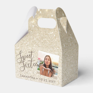 Beach Sand Glitter Sweet 16 Birthday Photo Favour Box