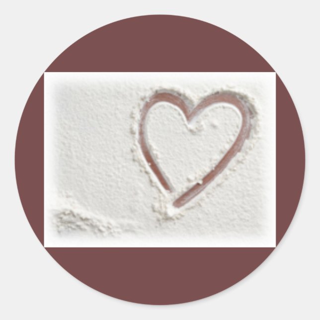 Beach Sand Heart Classic Round Sticker (Front)