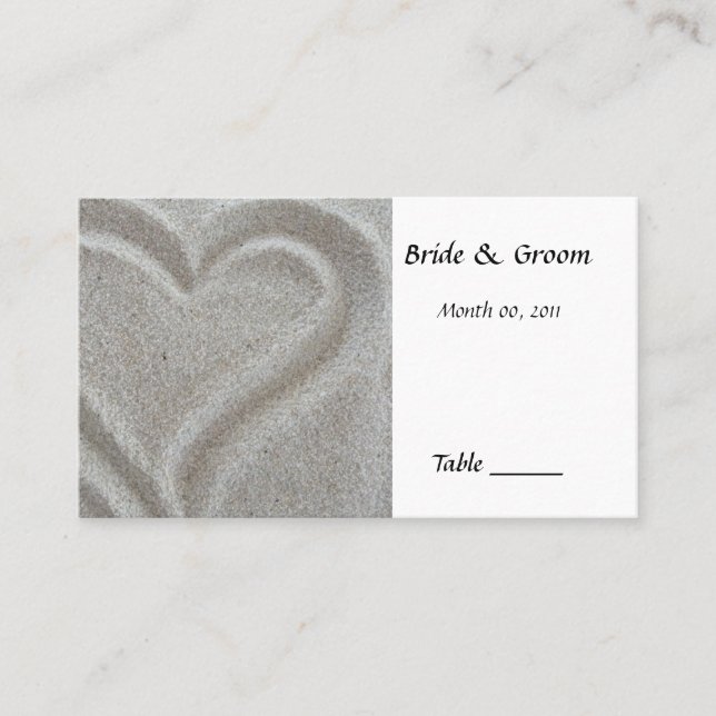 Beach Sand Heart Table Place Card (Front)