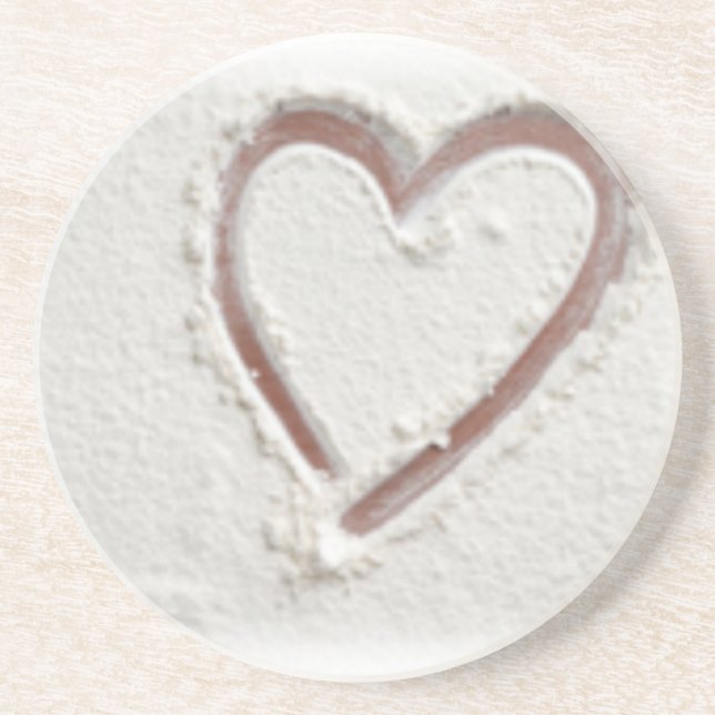 Beach Sand Heart Valentine Coaster (Front)