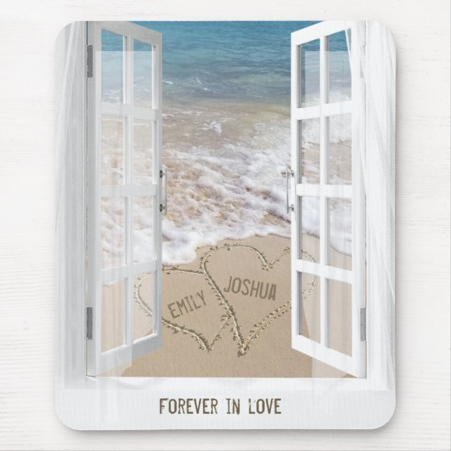 Beach Sand Heart with open window Mouse Mat (Front)