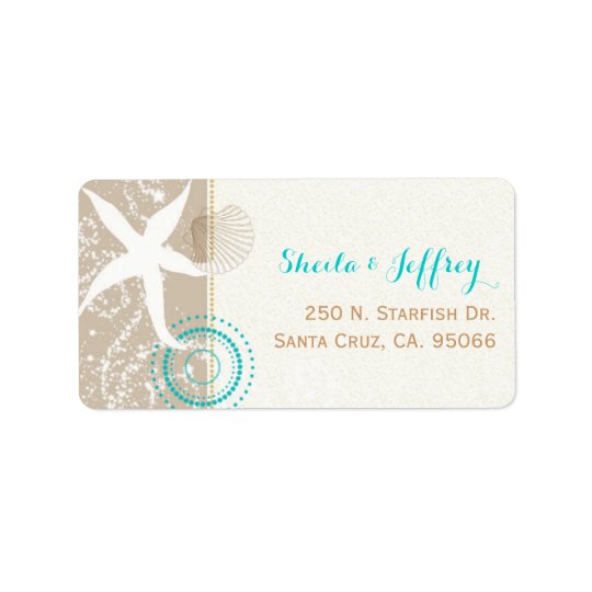 Beach Sand n Starfish Beach Wedding Address Label