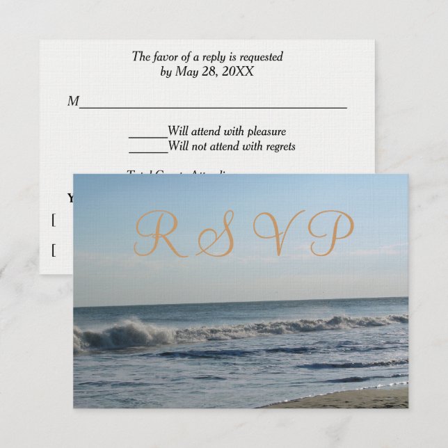 Beach Sand Ocean Waves Wedding RSVP Card (Front/Back)