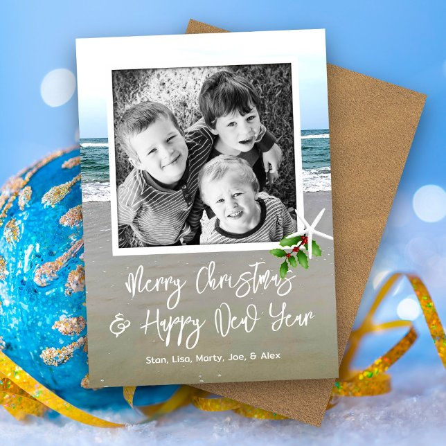 Beach Sand Photo Christmas Card (Creator Uploaded)