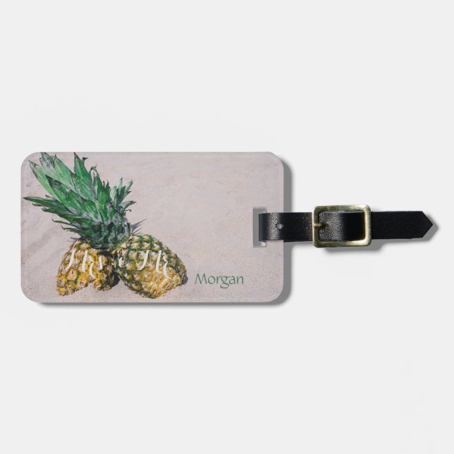 Beach,Sand,Pineapple-Personalised Luggage Tag (Front Horizontal)