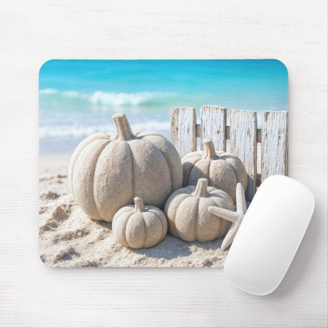 Beach Sand Pumpkins and Starfish Mouse Mat (With Mouse)