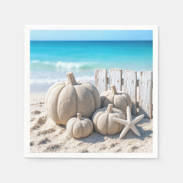 Beach Sand Pumpkins and Starfish Napkin (Front)