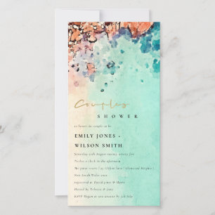 BEACH SAND ROCK WATERCOLOR COUPLES SHOWER INVITE