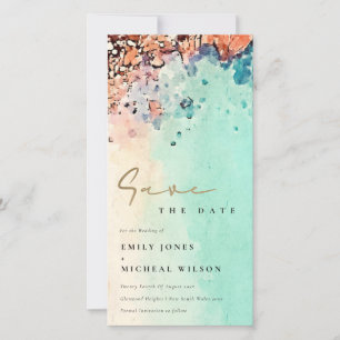 BEACH SAND ROCK WATERCOLOR SAVE THE DATE INVITE