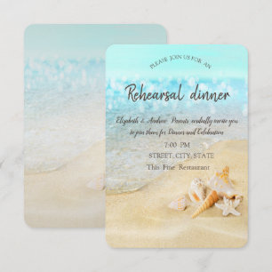 Beach Sand Sea Seashells Rehearsal Dinner Invitation