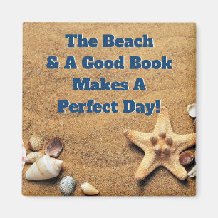 Beach Sand Sea Shell Good Book Club Bibliophile Magnet