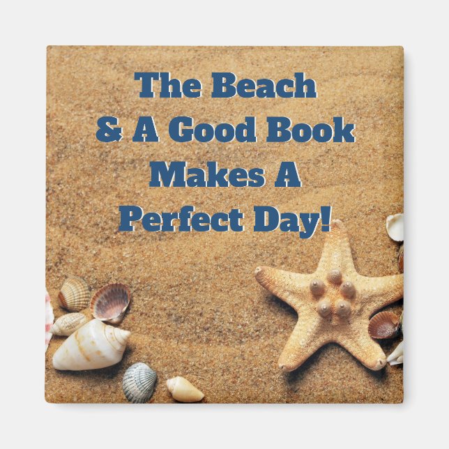 Beach Sand Sea Shell Good Book Club Bibliophile Magnet (Front)