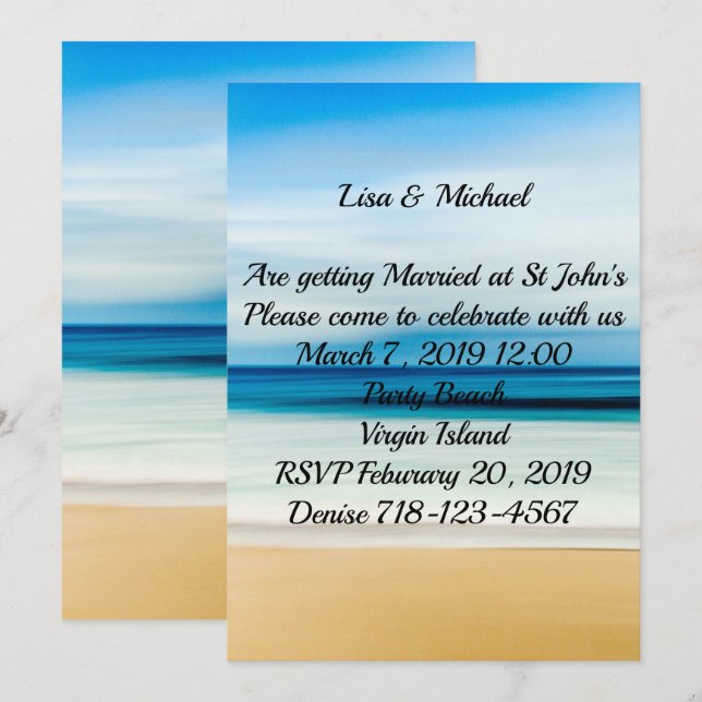 Beach Sand Sea Wedding Invitation (Front/Back)