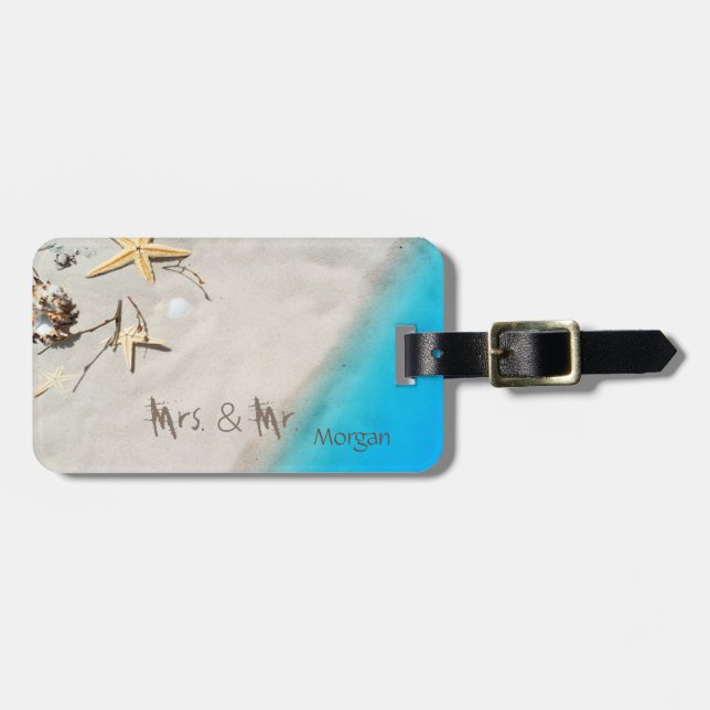 Beach ,Sand,Seashell,Seastar ,-Personalised Luggage Tag (Front Horizontal)