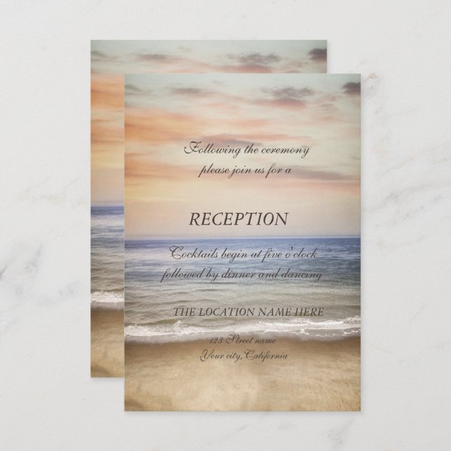  Beach Sand Sky Wedding Reception Invitation (Front/Back)