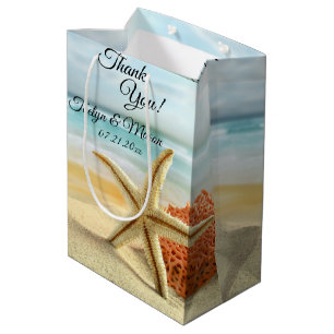 Beach, Sand, Starfish Wedding Thank You Medium Gift Bag
