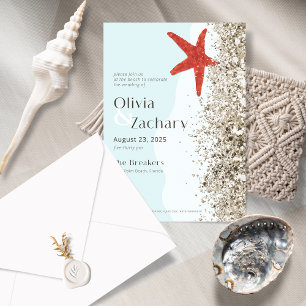 Beach Sand Starfish Whimisical Wedding Invitation