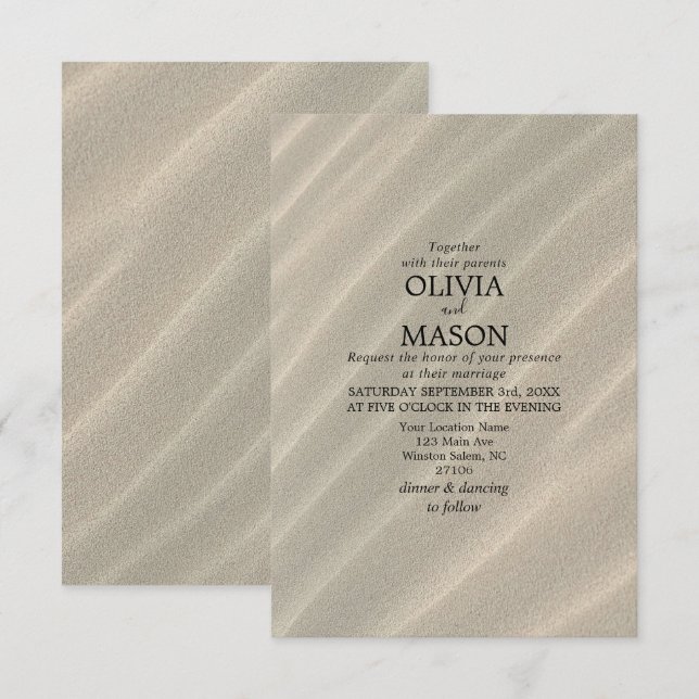 Beach Sand Textured Wedding Invitation (Front/Back)
