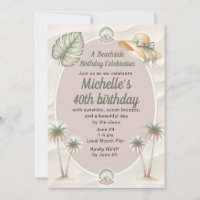 Beach Sand Tropical Palm Trees 40th Birthday