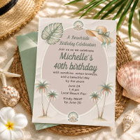 Beach Sand Tropical Palm Trees 40th Birthday