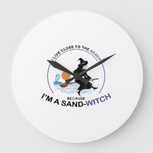 Beach Sand-Witch for Halloween Party Large Clock