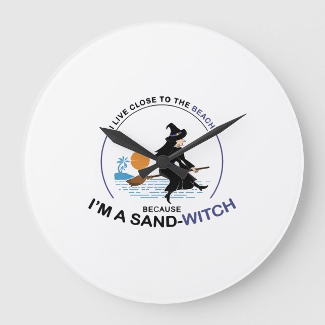 Beach Sand-Witch for Halloween Party Large Clock (Front)