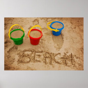 Beach Sand Words Poster