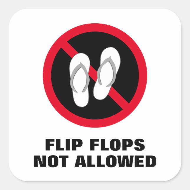 Beach sandals not allowed sign sticker for shops (Front)