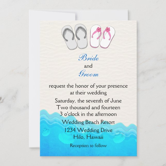 Beach Sandals Wedding  Invitation (Front)