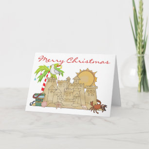 Beach Sandcastle Christmas Holiday Card