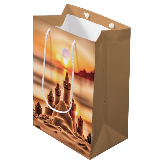 Beach Sandcastle for Birthday Medium Gift Bag (Front Angled)