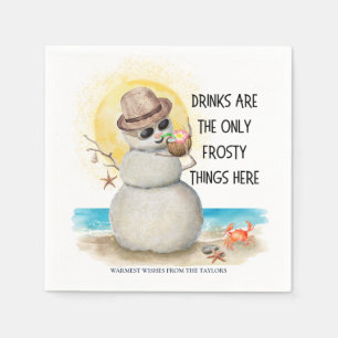 Beach Sandman Frosty Drinks Christmas Napkin