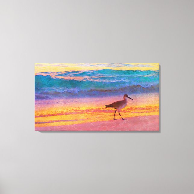 Beach Sandpiper at Sunset Canvas Print (Front)