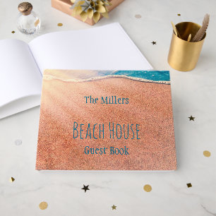 Beach Sandy Shoreline Blue Coastal Ocean Wave Guest Book