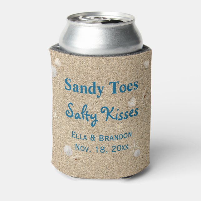 Beach Sandy Toes Salty Kisses Can Cooler (Can Back)