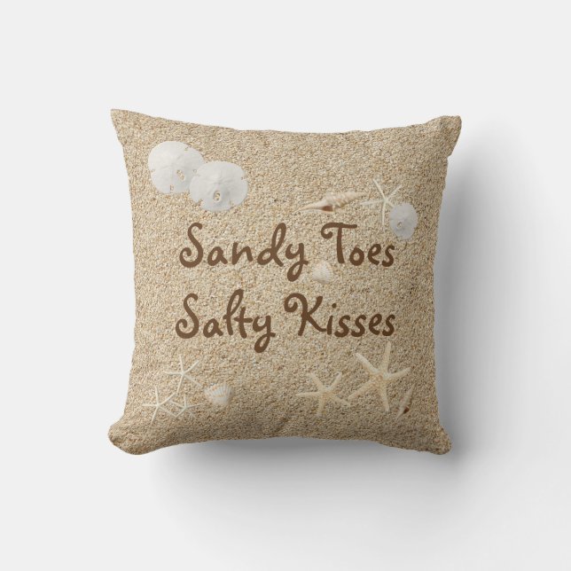 Beach Sandy Toes Salty Kisses Pillow (Front)