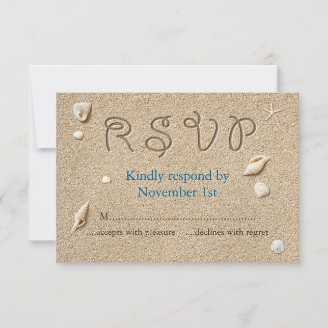Beach Sandy Toes Salty Kisses RSVP Card (Front)