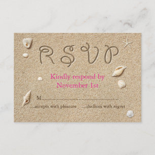 Beach Sandy Toes Salty Kisses RSVP pink Card