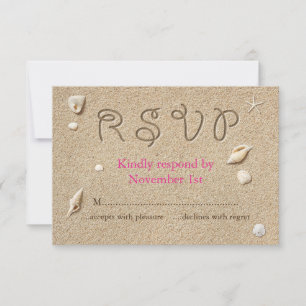 Beach Sandy Toes Salty Kisses RSVP pink Card