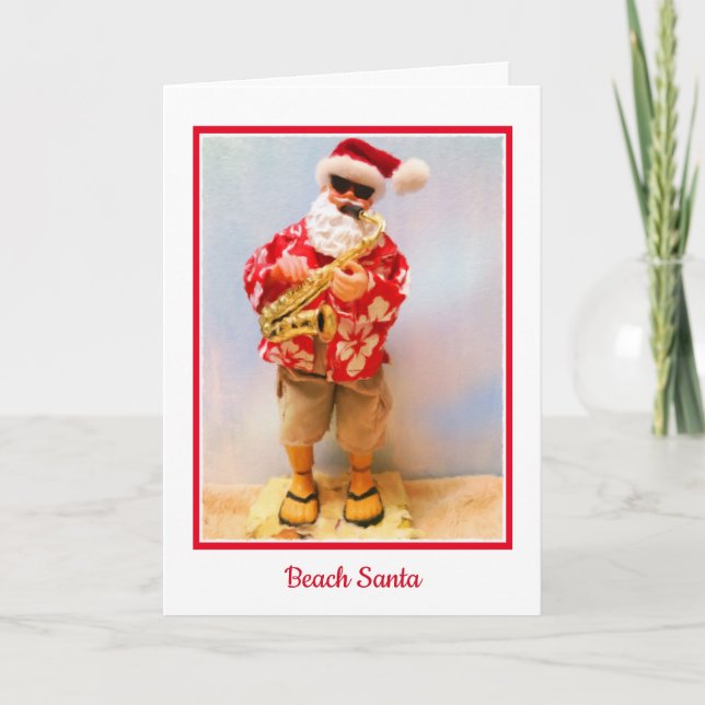 Beach Santa Christmas Card (Front)