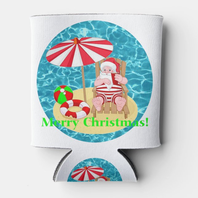 beach santa claus can cooler (Front)