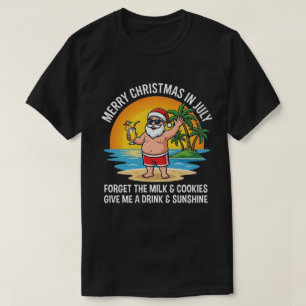 Beach Santa Claus Christmas in July Beach Santa T-Shirt