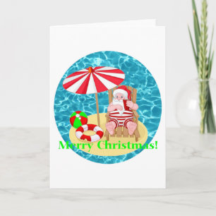 beach santa claus holiday card